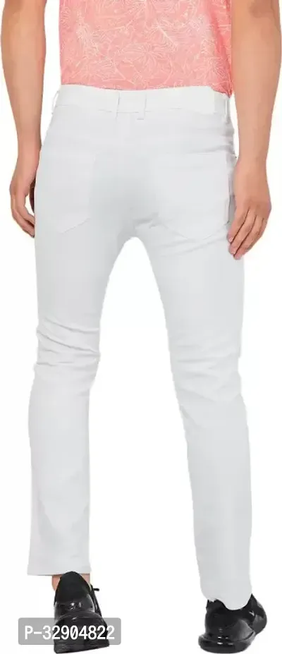 Stylish White Denim Solid Regular Fit Jeans For Men-thumb2