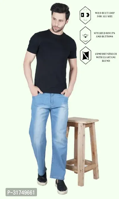 Stylish Blue Cotton Blend Solid Mid-Rise Jeans For Men-thumb4