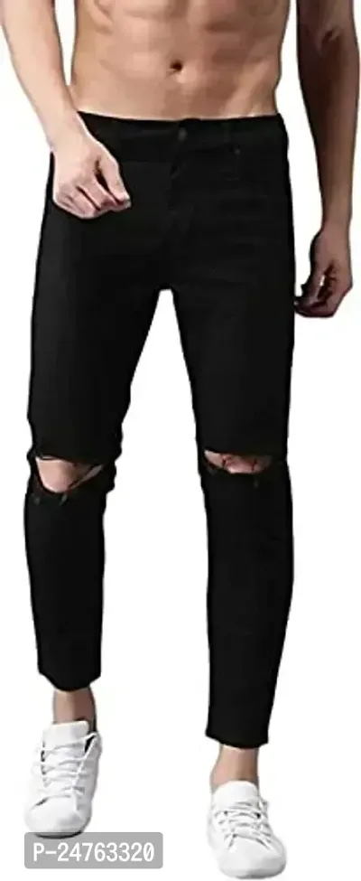 COMFITS Men's | Boys | Black Knee Cut Casual Stylish Jeans