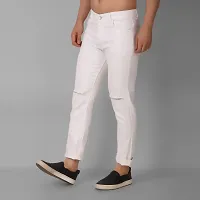 Stylish White Denim Solid Mid-Rise Jeans For Men-thumb2