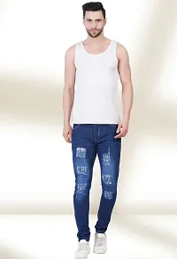 Elegant Blue Denim Distress Mid-Rise Jeans For Men-thumb2