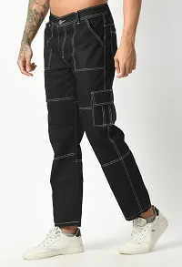 Stylish Black Denim Solid Jeans For Men-thumb2