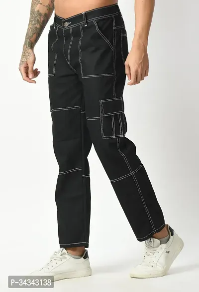 Stylish Black Denim Solid Jeans For Men-thumb3