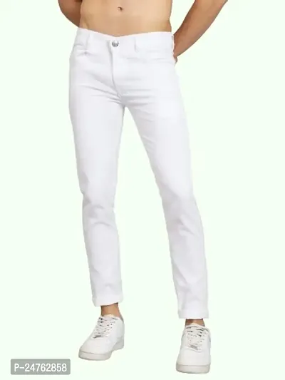 COMFITS Men's Regular Slim Fit Tapered Jeans (26) White