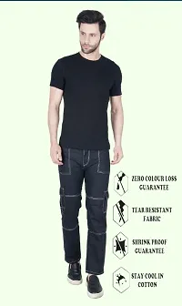 Stylish Black Cotton Blend Solid Mid-Rise Jeans For Men-thumb3