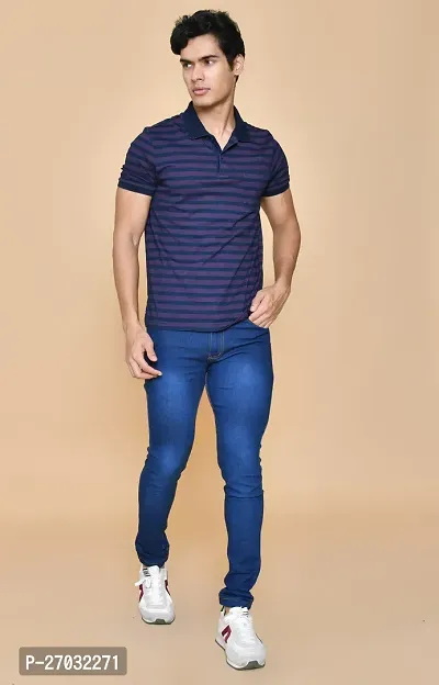 Classic Blue Denim Solid Jeans For Men-thumb5