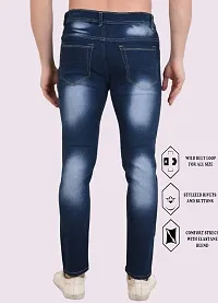 Stylish Blue Cotton Blend Solid Mid-Rise Jeans For Men-thumb1