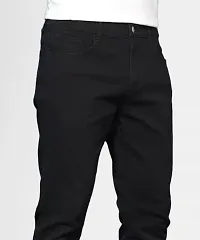 Stylish Black Denim Solid Jeans For Men-thumb2