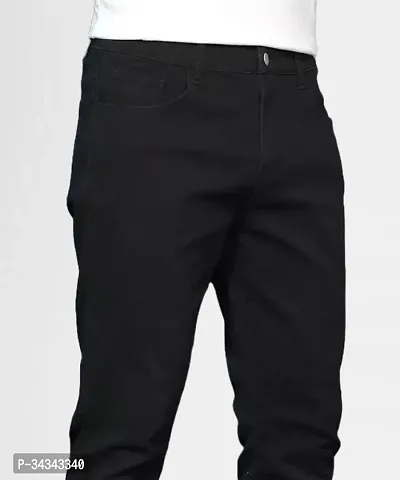 Stylish Black Denim Solid Jeans For Men-thumb3