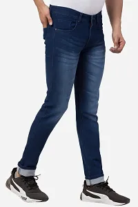 Classic Blue Cotton Blend Solid Jeans For Men-thumb3