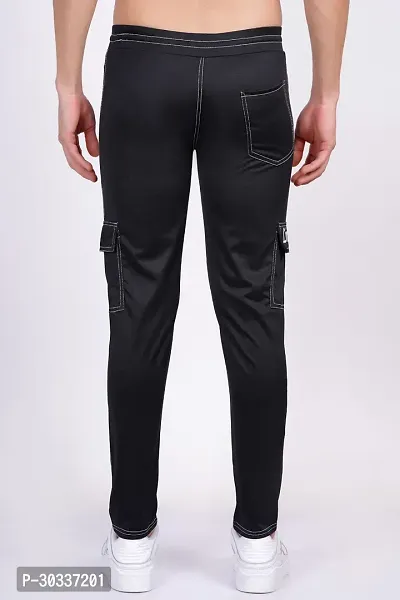 Mevan Comfortable Black Polyester Spandex Regular Track Pants For Men-thumb2