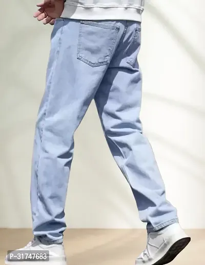 Stylish Blue Denim Solid Mid-Rise Jeans For Men-thumb2