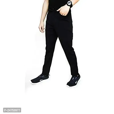 COMFITS Men's | Boys Black Track Pant Double Button Casual (M)-thumb0