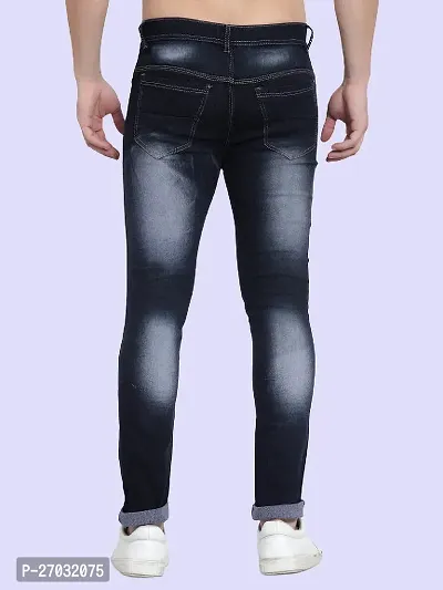 Classic Blue Cotton Blend Solid Jeans For Men-thumb2