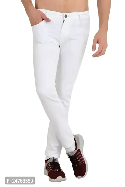 COMFITS Men's Regular Tapred Slim Fit Jeans (26) White