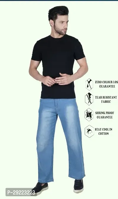 Stylish Blue Cotton Blend Solid Mid-Rise Jeans For Men-thumb3