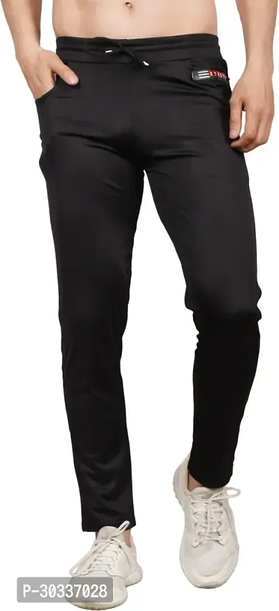 Mevan Comfortable Black Polyester Spandex Regular Track Pants For Men