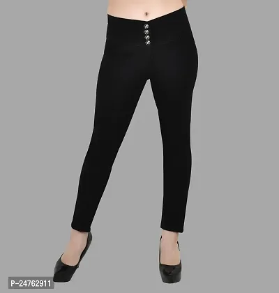 COMFITS Women Black Plain Jeans 4 Buttons Slim fit (30)-thumb0