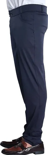 Mevan Comfortable Blue Polyester Spandex Regular Track Pants For Men-thumb2