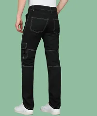 Stylish Black Denim Solid Jeans For Men-thumb1