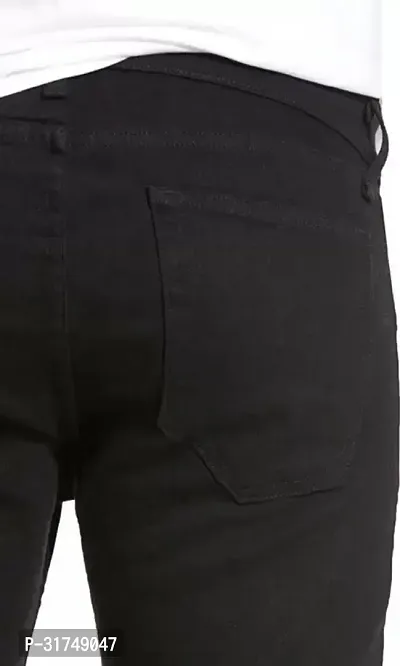 Stylish Black Denim Solid Mid-Rise Jeans For Men-thumb4