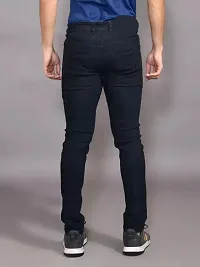 Stylish Black Denim Solid Regular Fit Jeans For Men-thumb1