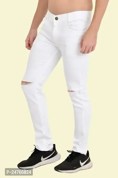 COMFITS Men's Regular Tapered Slit Cut Slim Fit Jeans (30) White-thumb0