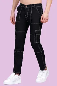 Stylish Black Solid Regular Fit Denim Jeans For Men-thumb2