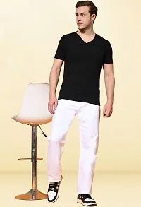 Stylish White Denim Solid Mid-Rise Jeans For Men-thumb2