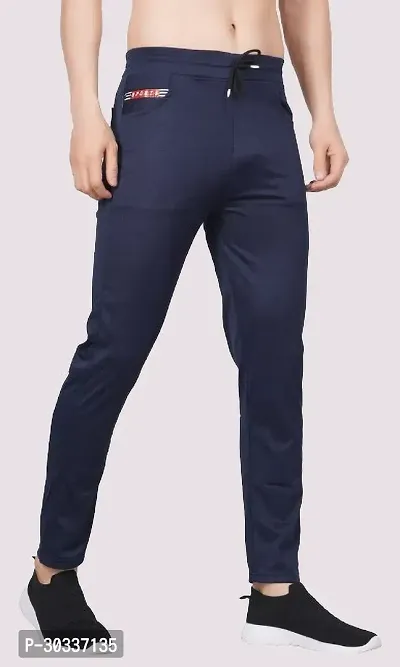 Mevan Comfortable Blue Polyester Spandex Regular Track Pants For Men-thumb0