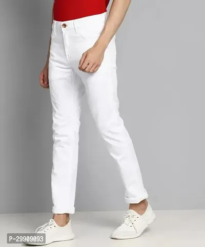 Stylish White Cotton Blend Mid-Rise Jeans For Men-thumb3