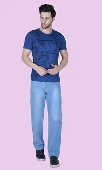 Stylish Blue Denim Solid Mid-Rise Jeans For Men-thumb2