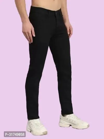 Stylish Black Denim Solid Mid-Rise Jeans For Men-thumb3