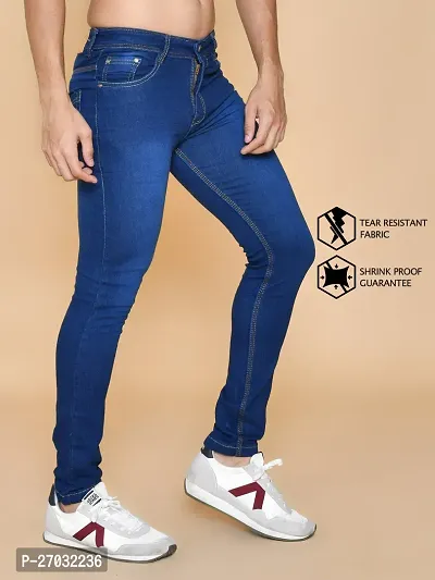 Classic Blue Denim Solid Jeans For Men-thumb3