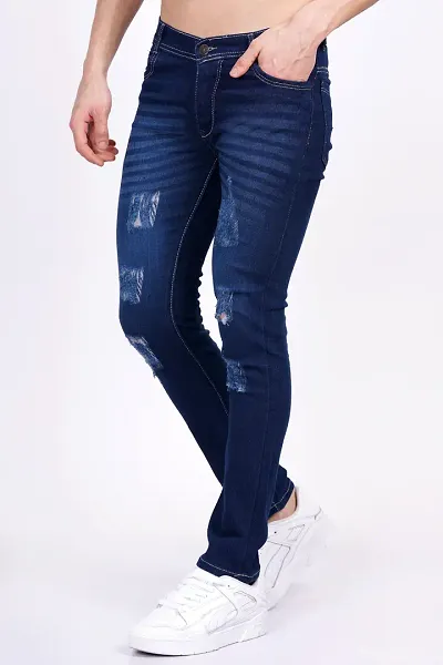 Classic Cotton Blend Solid Jeans For Men