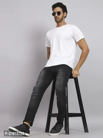 Stylish Cotton Blend Slim Fit Jeans For Men-thumb3