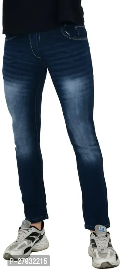 Classic Blue Cotton Blend Solid Jeans For Men-thumb0