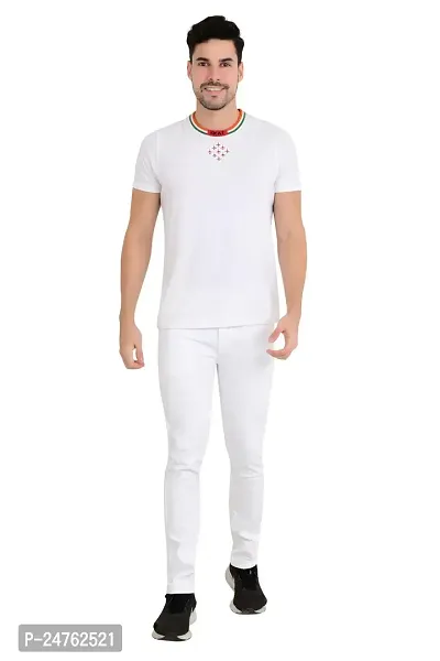 COMFITS Men's Regular Tapred Slim Fit Jeans (32) White-thumb3