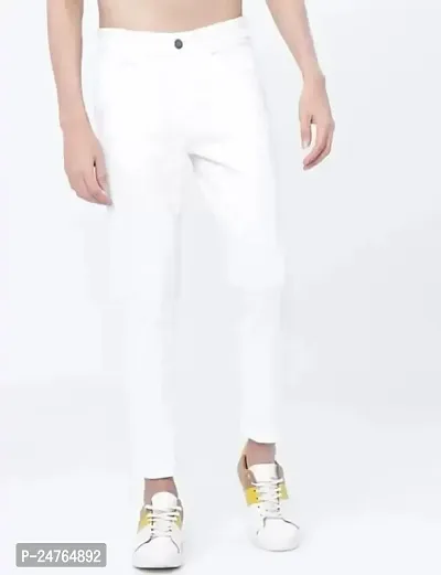 COMFITS Men's Fashion White Plain Jeans (34)