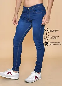 Classic Blue Denim Solid Jeans For Men-thumb4