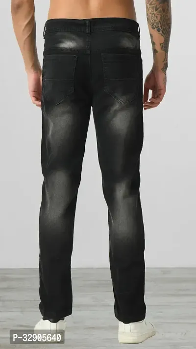 Elegant Grey Denim Distress Mid-Rise Jeans For Men-thumb2