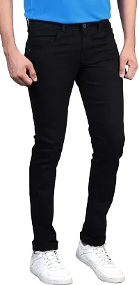 Stylish Black Cotton Blend Mid-Rise Jeans For Men-thumb1