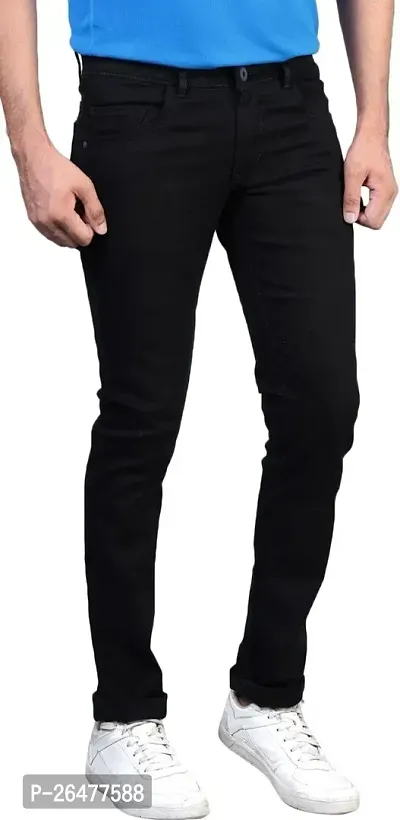 Stylish Black Cotton Blend Mid-Rise Jeans For Men-thumb2