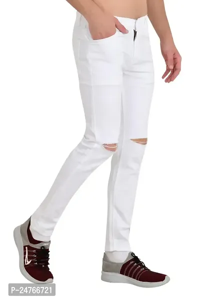 COMFITS Men's Regular Tapered Slit Cut Jeans (32) White