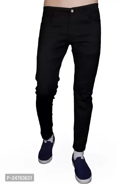 COMFITS Men's Boys Black Stylish Morden  Formal Plain Jeans (28)-thumb0