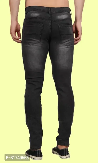 Stylish Grey Cotton Blend Solid Mid-Rise Jeans For Men-thumb2