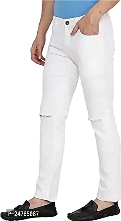 COMFITS Men's Slit Cut Regular Fit Jeans (30) White-thumb3