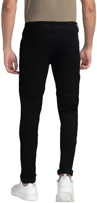 Stylish Black Denim Solid Regular Fit Jeans For Men-thumb1