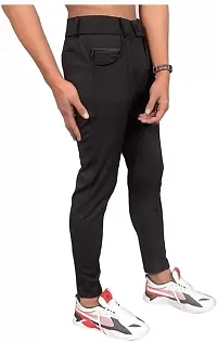 Mevan Stylish Black Lycra Blend Solid Regular Fit Trouser For Men-thumb2