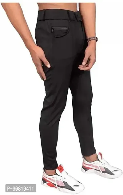 Mevan Stylish Black Lycra Blend Solid Regular Fit Trouser For Men-thumb3